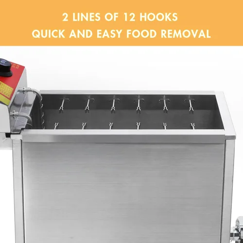 Vista 6 de Freidora eléctrica comercial de 24L de acero inoxidable con queso coreano para perros calientes, máquina de freír mozzarella con ganchos, freidora