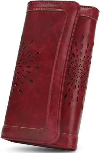 Vista 8 de Aphison - Cartera larga de cuero suave RFID para mujer, con caja de regalo