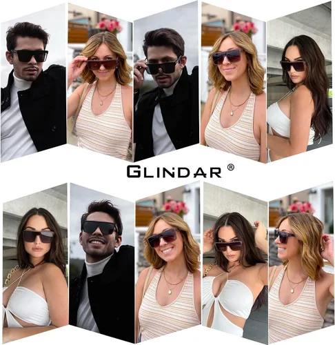 Vista 2 de GLINDAR Gafas de sol polarizadas para hombre, gafas deportivas cuadradas de gran