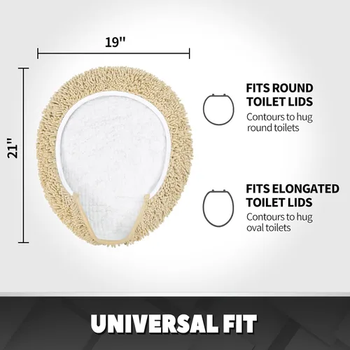 Vista 2 de TREETONE Shaggy - Funda de felpilla para tapa de inodoro de baño, fundas de asiento de felpa ultra suave, esponjosa y absorbente, 19 x 21 pulgadas