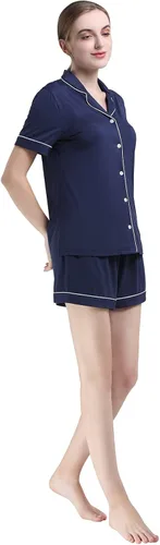 Vista 3 de CADISI Women's Pajama Sets Bamboo Pajama Button Down Sleepwear Nightwear 2 Piece Pj Set Soft Pjs Lounge Sets