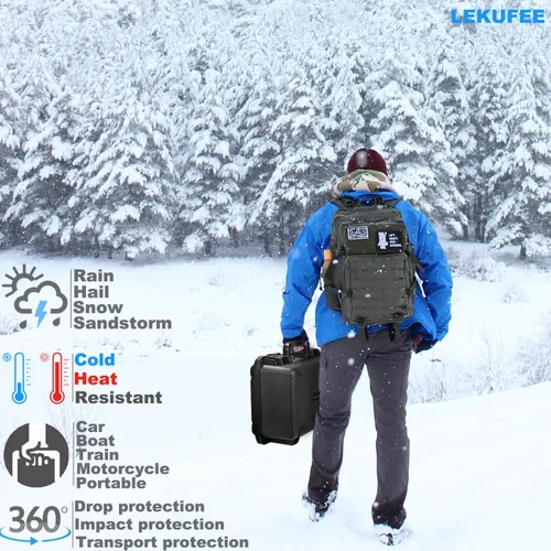 Vista 6 de Lekufee Funda de transporte impermeable para Mavic 3 Pro/Classic/Combo - DJI RC Pro/RC 2/N1/N2/Gafas 2/3/Integra/Motion 2/3 y accesorios (solo funda)