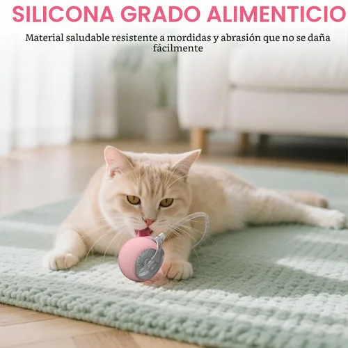 Vista 7 de Pelota interactiva para gatos, bolas rodantes inteligentes activas, juguetes automáticos para gatitos, con cola de malla elástica, recargable, bola
