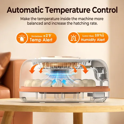 Vista 3 de Incubadoras para incubar huevos con asistente de voz inteligente, incubadora de 26 huevos con girador automático de huevos y control de humedad