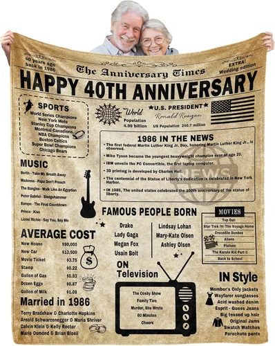 Vista 10 de Manta de 40 aniversario, regalo para el 40 aniversario de boda, rubí, boda, cuarenta años de matrimonio, regalos para pareja, esposa, marido, papá