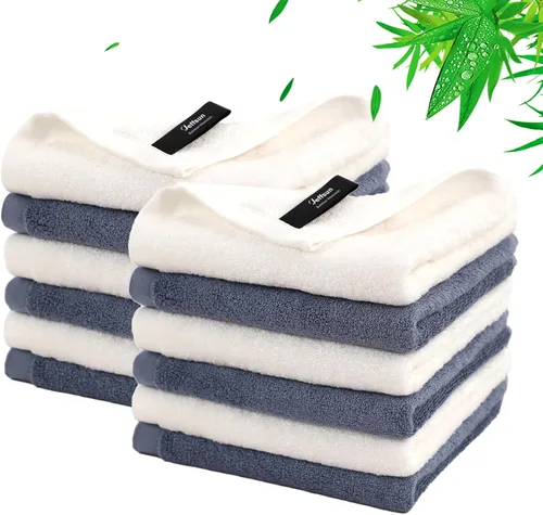 Vista 15 de Paquete de 12 paños de lavado, toallas faciales súper suaves y agradables a la piel para pieles sensibles, paños pequeños de 10 x 10 pulgadas, paños