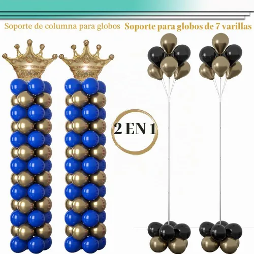 Vista 2 de Decojoy Kit de Soporte de Columna para Globos Juego de 2, Conjuntos de Portadores de Globos 2EN1 Soporte de Arco de Globos para Piso, Torre Pilar
