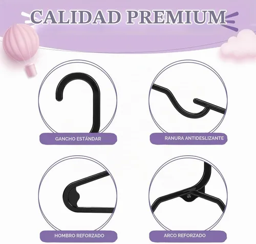 Vista 6 de HOUSE DAY Perchas de plástico para bebé, paquete de 20, perchas de plástico duradero para ropa de bebé, perchas delgadas y compactas para niños Negro