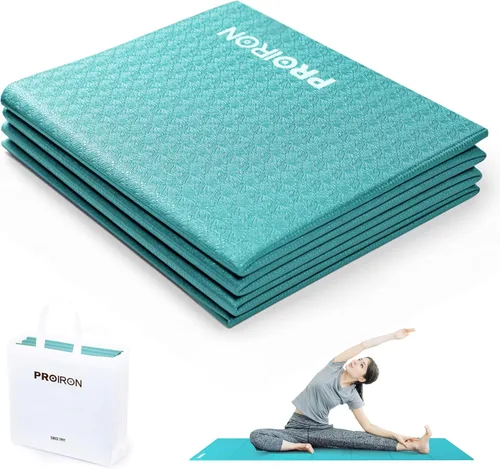 Vista 9 de PROIRON Esterilla de Yoga Plegable 0.24"/0.16" para Entrenamiento en Casa y Viajes, Esterillas de Yoga de Viaje Antideslizantes con Bolsa