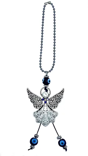 Vista 7 de LUCKBOOSTIUM Hermoso adorno colgante de ángel con cristal azul y mal de ojo, dijes de buena suerte, llaves del hogar, bolso, bolsas y accesorios