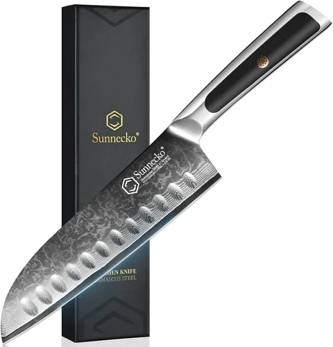 Vista 11 de Sunnecko Cuchillo de pelar de 3.5 pulgadas, cuchillo para frutas con hoja de acero damasquino VG-10 de 67 capas, cuchillo pequeño para pelar