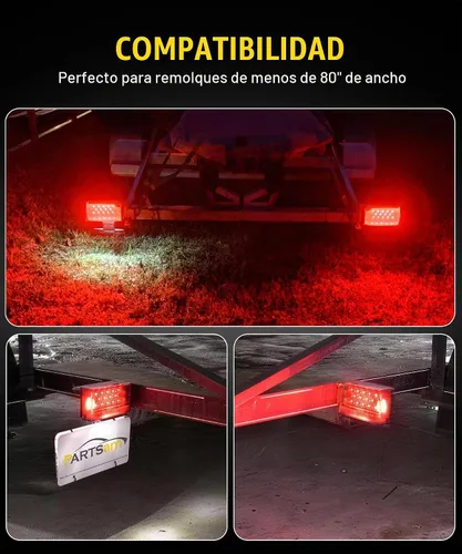 Vista 7 de Partsam - Kit de luces traseras LED rectangulares combinadas de 6", 12V, sumergibles, selladas, rojas, para remolque de barco, luz de freno, de rojo