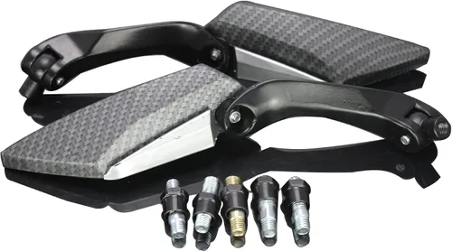 Vista 2 de 1Pair Black Carbon Mini Motorcycle Mirrors Compatible for 2012 Moto Guzzi Griso