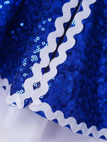 Vista 5 de CHICTRY Disfraz de Majorette sin mangas con lentejuelas brillantes para fiestas de espectáculo, disfraz de Majorette