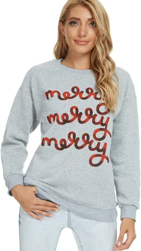 Vista 3 de Barlver Suéteres de forro polar de Navidad para mujer, sudaderas mullidas de manga larga con gráficos navideños