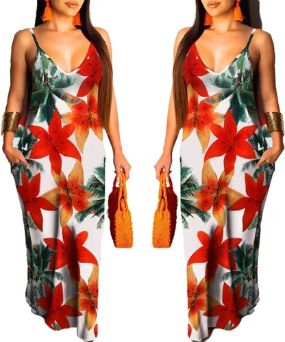 Vista 4 de LaiyiVic - Vestidos de verano largos y sensuales para mujer, informales, ajustados, a rayas, largos hasta el suelo, sin mangas, coloridos, tallas