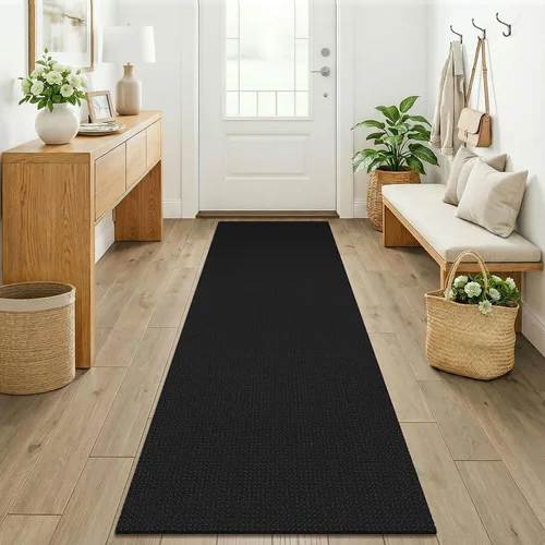 Vista 166 de KOZYFLY - Tapete para puerta de interior, lavable, pequeña, antideslizante, con respaldo de goma, felpudo de algodón para el hogar, color negro