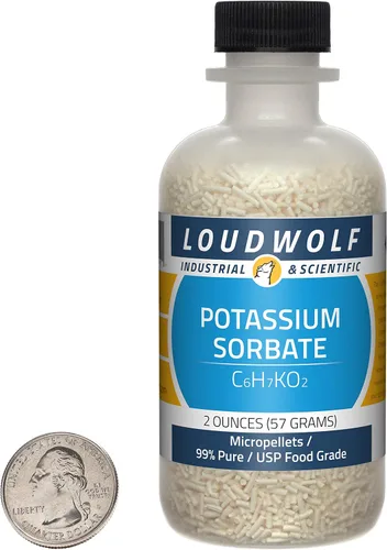 Vista 6 de Sorbato de potasio / botella de 0.5 onzas / 99% puro USP grado alimenticio/micropellets