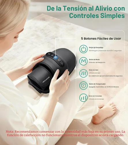 Vista 2 de Medcursor Masajeador de manos con calor y compresión, masajeador de manos eléctrico inalámbrico para muñeca, palma y dedos, cuentas de acupresión, 6