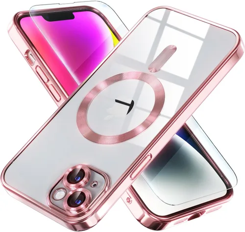 Vista 21 de Misea Funda magnética para iPhone 14 compatible con MagSafe [nunca amarillenta] [protección contra caídas de grado militar] protector completo