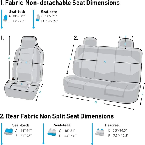Vista 8 de FH Group Juego completo de fundas de asiento de coche con respaldo alto, ajuste universal, accesorios de automóvil, fundas de asiento delantero, Azul