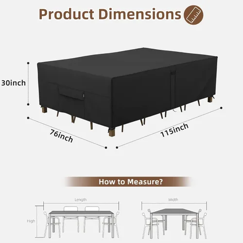 Vista 2 de MR. COVER Fundas de mesa de patio para muebles de exterior, fundas de muebles de patio, impermeables, resistentes, 115 pulgadas de largo x 76