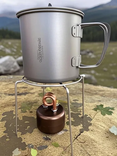 Vista 4 de Mini estufa de alcohol, Jetfire, agarre de goma resistente al calor y a prueba de fugas, diseño a prueba de fugas, compacta, resistente al viento