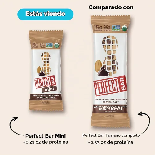 Vista 7 de Perfect Bar Mini, paquete de variedad de mantequilla de maní y chispas de chocolate negro con mantequilla de maní, barra de proteínas, barra