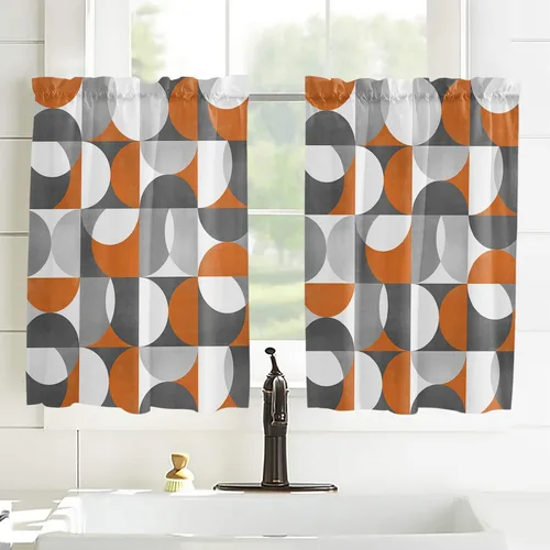 Vista 34 de Cortinas de cocina de Navidad, cenefa semitransparente ajustable con lazo, muñeco de nieve, copo de nieve, bolsillo para barra, tratamiento