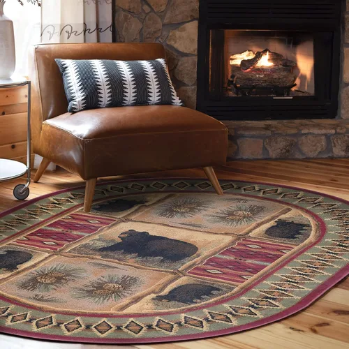 Vista 14 de Sierra Bear - Alfombras rojas de 8 x 10 pies para sala de estar, dormitorio o comedor, cabaña, casa de campo, alfombras para sala de estar