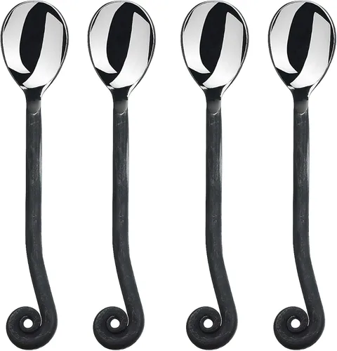 Vista 6 de Gourmet Settings - Juego de 4 tenedores de cóctel - Colección Treble Clef - Cubiertos de acero inoxidable pulido/mate