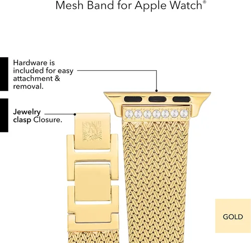 Vista 6 de WITHit Anne Klein - Correa de malla para Apple Watch, segura, ajustable, correa de repuesto para Apple Watch, se adapta a la mayoría de las muñecas