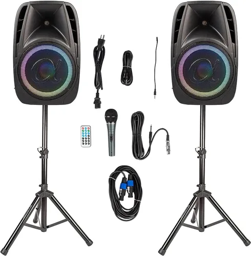 Vista 9 de Par de bocinas Alphasonik todo en uno de 8 pulgadas con potencia de 800W PRO DJ amplificados con Bluetooth