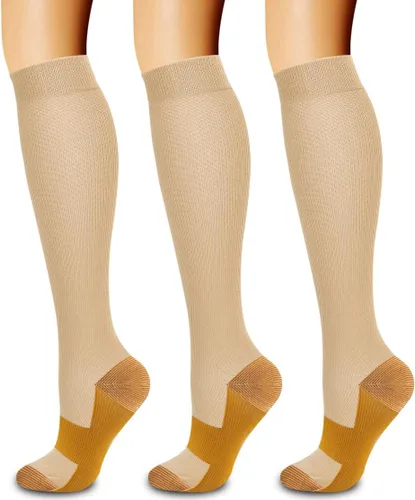 Vista 92 de Paquete de 3 pares de calcetines de compresión médica para mejorar la circulación de mujeres y hombres, para correr, hacer deporte y amamantar