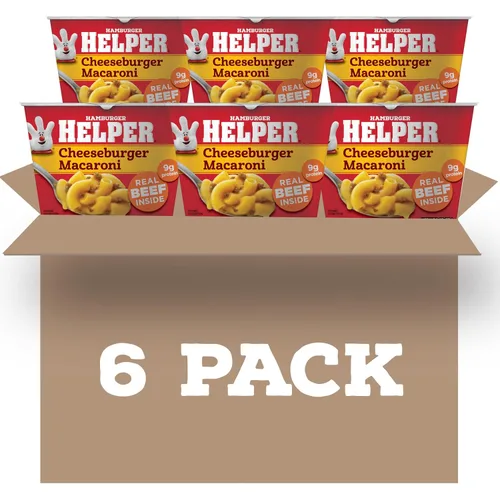 Vista 9 de Hamburger Helper Vaso para microondas de pasta de res (2 onzas – 6 unidades) sin sabores artificiales, listo en 4 minutos, comidas rápidas