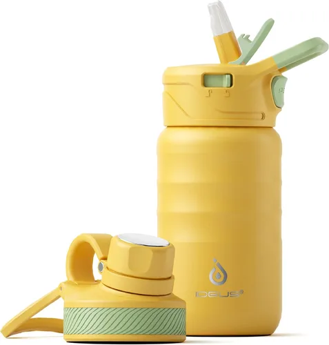 Vista 56 de IDEUS Botella de agua aislada de 12 onzas, botella de agua aislada de acero inoxidable para la escuela, botellas aisladas con pajitas a prueba