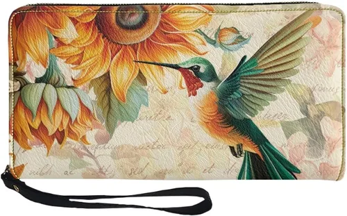 Vista 5 de Coldinair Cartera de piel sintética con cierre de cremallera para mujer, con bloqueo RFID, monedero para teléfono con correa para viaje, Añade tu