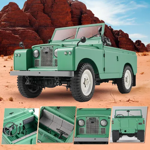 Vista 3 de BEEZRC FMS 1/12 RC Crawler Land Rover Series II RC RTR 4WD 2.4G Model Car Hobby RC Crawler RC Cars Offroad RC Truck Auto de control remoto con Verde