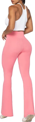 Vista 5 de Sunzel Leggings acampanados, pantalones de yoga cruzados con control de abdomen, cintura alta y pierna ancha