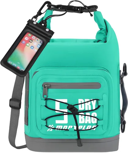 Vista 99 de MORXPLOR Bolsa seca impermeable, 5L/10L/20L/30L/40L/55L Mochila seca con funda impermeable para teléfono para natación, kayak