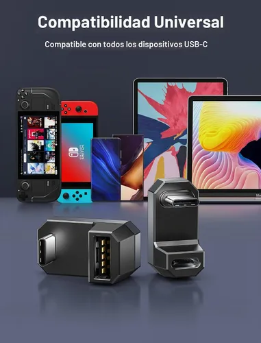 Vista 7 de JSAUX Paquete de 2 adaptadores USB C de 180°, USB C a USB C y adaptador USB A 180° tipo C