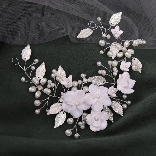 Vista 5 de HOUKAI JIAMEI - Cabeza de perla de mosaico, accesorios para el cabello de boda, diamantes de imitación, tiara, tiara, peine para el cabello