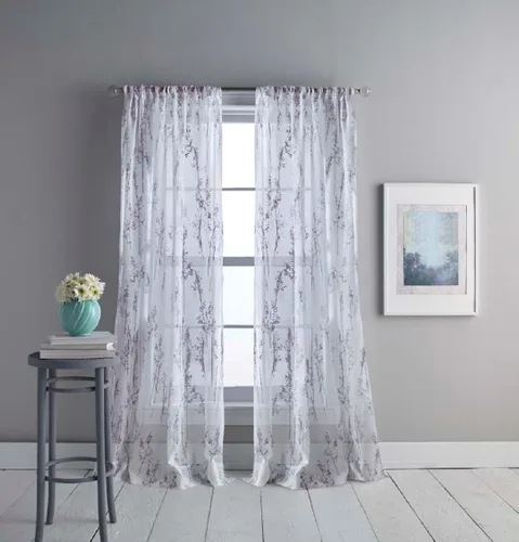 Vista 2 de DKNY Whisper - Cortina transparente para ventana, panel individual, 63 pulgadas, amatista