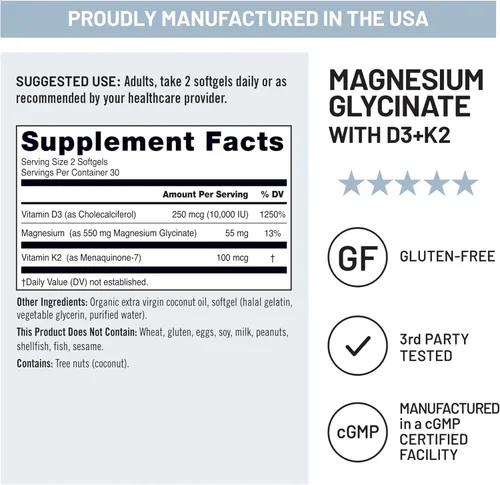 Vista 10 de NatureWise Suplemento de mio-inositol y D-quiro inositol para mujeres, proporción ideal de 40:1 [suministro de 30 días] + glicinato de magnesio 550