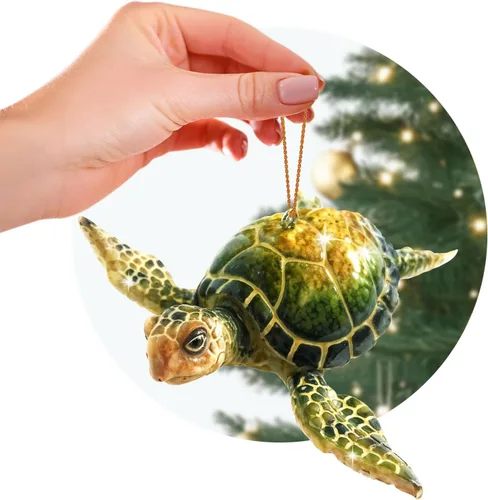 Vista 18 de Adorno de Navidad pintado a mano para playa – Decoración costera para árbol para amantes del océano – Adorno náutico único para árbol de Navidad