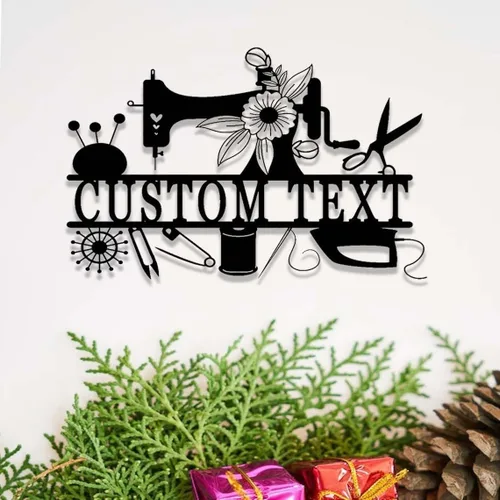 Vista 14 de Letrero de metal personalizado para máquina de coser, arte de pared personalizado para habitación, para mamá, abuela, nana, mimi, alcantarillas