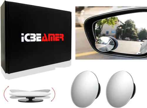 Vista 9 de ICBEAMER Espejo retrovisor lateral trasero en forma de abanico para punto ciego trasero del automóvil [Paquete de 2 juegos], diseño giratorio de 360