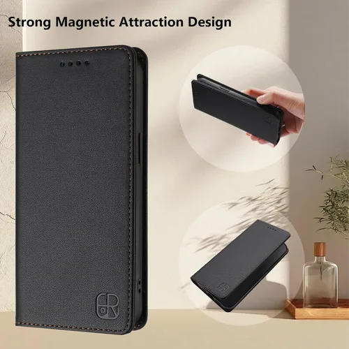 Vista 2 de Funda compatible con Realme P1 5G, compatible con Realme 12 4G / 12 Plus 5G / 13 4G Funda magnética con tapa negra