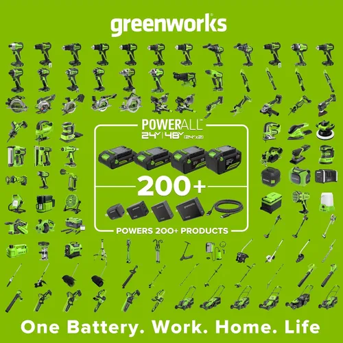 Vista 15 de Greenworks Soplador de hojas axial sin escobillas de 24 V (515 CFM/130 MPH), volumen de aire extremo para hojas húmedas, residuos pesados y limpieza