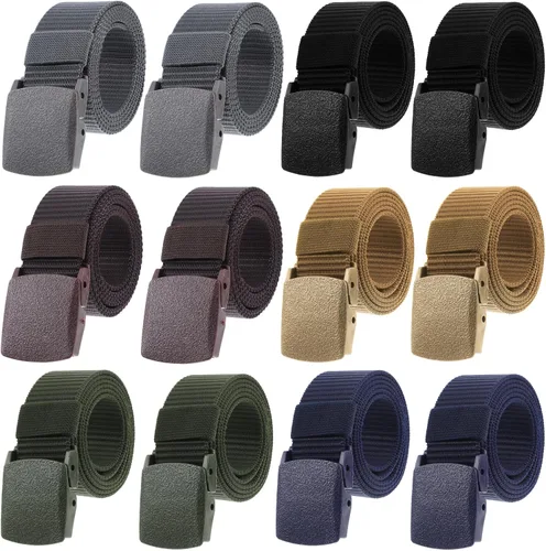 Vista 3 de Molain Paquete de 12 cinturones de nailon para hombre, 1.5 pulgadas, cinturón de lona de nailon para hombres y mujeres, 49 pulgadas de longitud